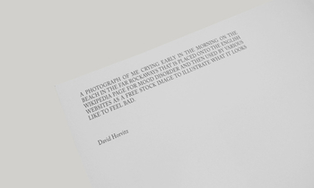 DAVID HOROVITZ - A photograph of me crying early in the morning on the beach in the far rockaways that is placed onto the english wikipedia page for mood disorder and then used by various websites as a free stock